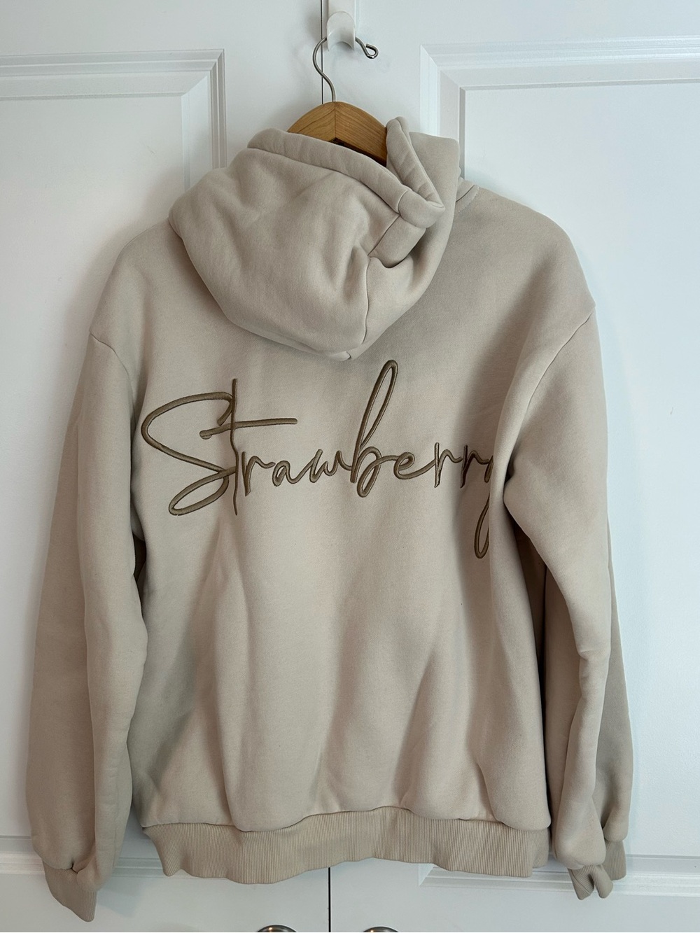 Strawberry Milk Mob tan cream logo hoodie size M embroidered